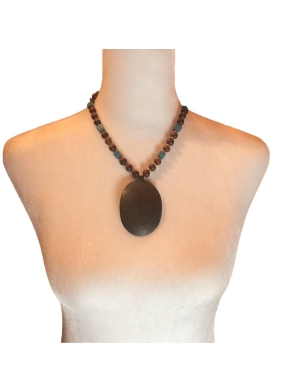 FABULOUS teal & brown Costume Jewelry Necklace